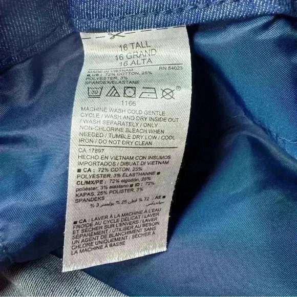 Old Navy Denim Cotton Pixie Pants with Black Polka Dots Size 16 Tall - Picture 6 of 8